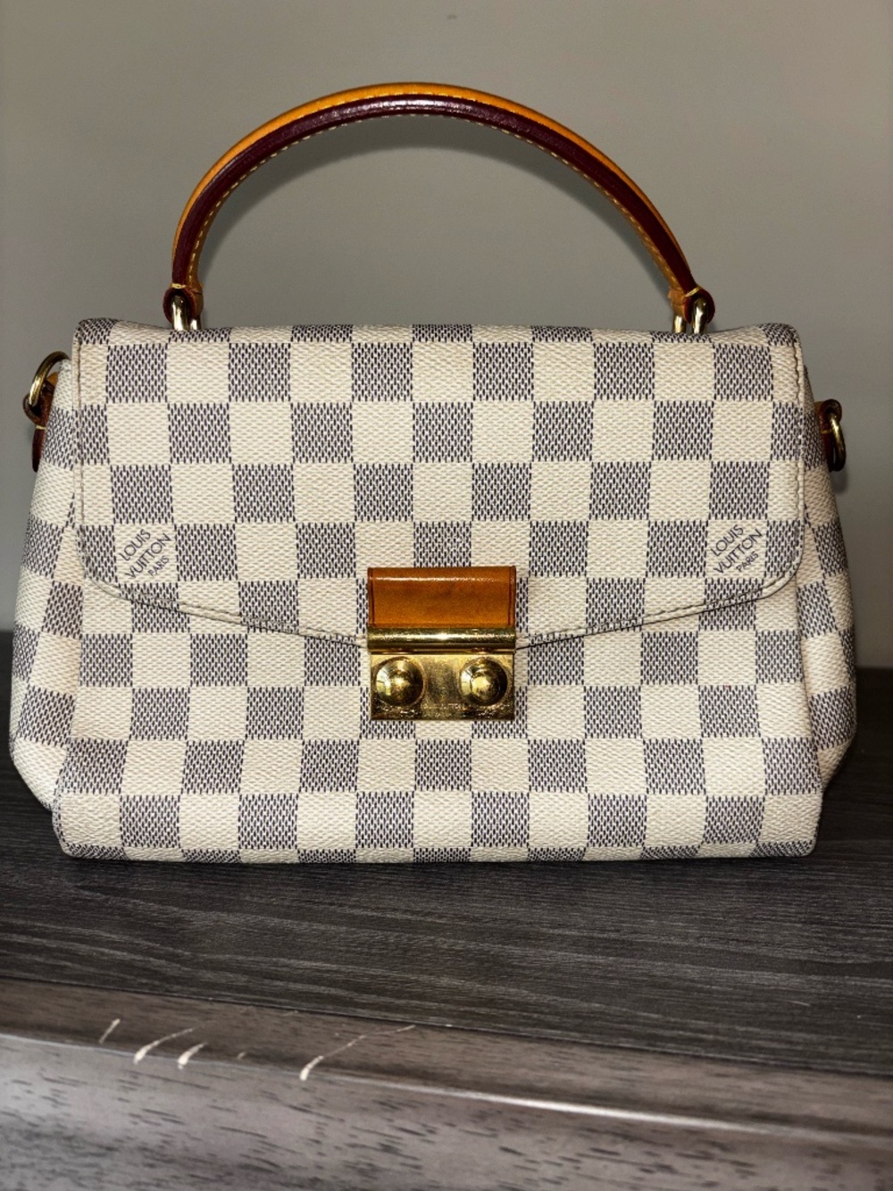 Louis Vuitton Croisette Shoulder Bag White Canvas Damier Azur